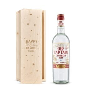 Bestel Rum in gegraveerde kist - Old Captain (wit) met eigen foto