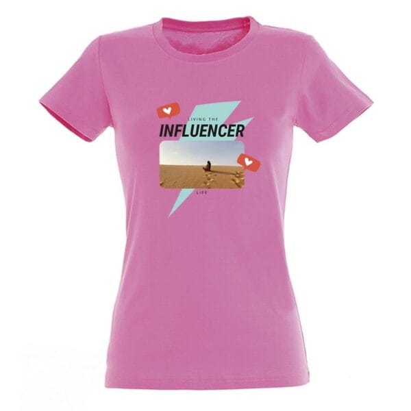 Bestel T-shirt voor vrouwen bedrukken - Roze - XL met eigen foto