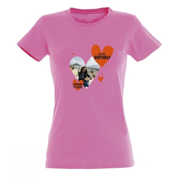 Bestel T-shirt voor vrouwen bedrukken - Roze - S met eigen foto