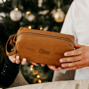 Bestel Leren toilettas met naam met eigen foto