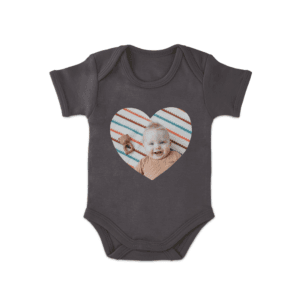 Bestel Romper bedrukken - Korte mouw - Antraciet - 74/80 met eigen foto