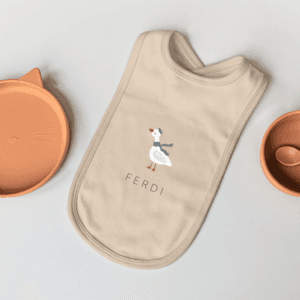 Bestel Gepersonaliseerd slabbetje - Beige met eigen foto