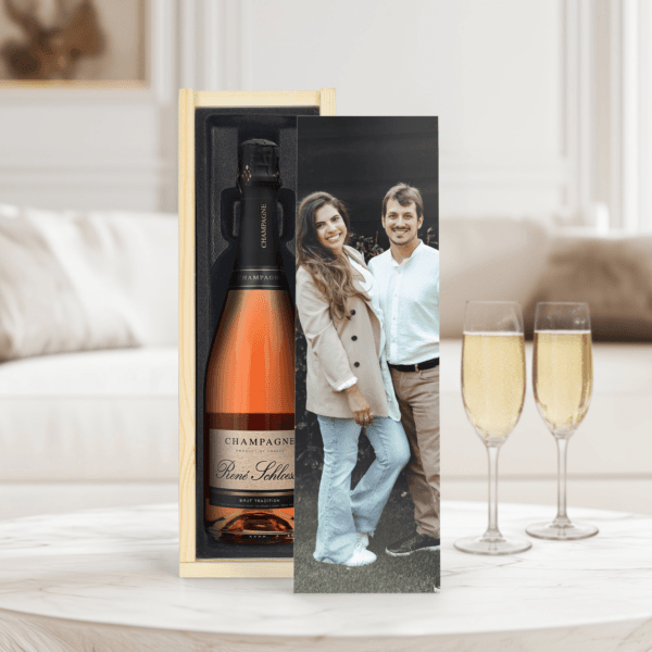 Bestel Champagne in bedrukte kist - René Schloesser rosé (750ml) met eigen foto
