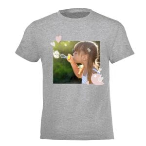 Bestel T-shirt voor kinderen bedrukken - Grijs - 10 jaar (134) met eigen foto