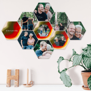 Bestel Wandpanelen met foto of naam - Hexagon - 9 stuks met eigen foto