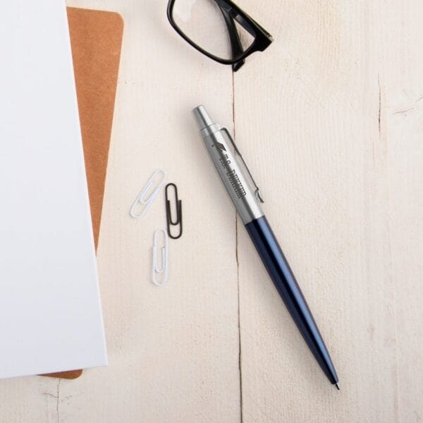 Bestel Parker - Jotter - Balpen graveren - Links (Blauw) met eigen foto