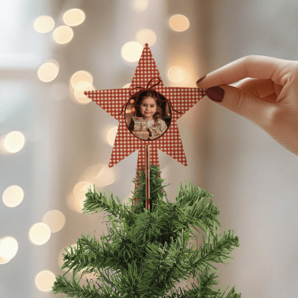 Bestel Kerstboom piek ster personaliseren met eigen foto