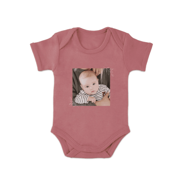 Bestel Romper bedrukken - Korte mouw - Roze - 50/56 met eigen foto