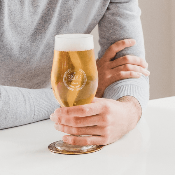 Bestel Bierglas op voet graveren - 4 stuks met eigen foto