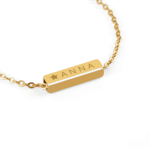 Bestel Naamplaat armband - Goudkleurig met eigen foto