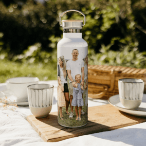 Bestel Drinkfles met naam en foto - Bamboe - Wit met eigen foto