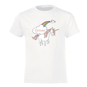Bestel Unicorn T-shirt voor kinderen bedrukken - Wit - 12 jaar met eigen foto