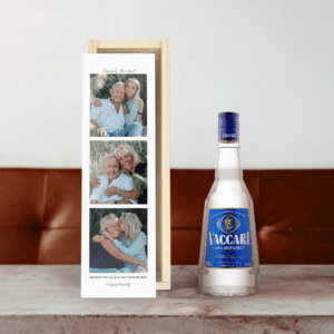 Bestel Likeur in bedrukte kist - Sambuca Vaccari met eigen foto