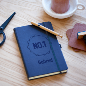 Bestel Vaderdag notitieboekje graveren - Blauw met eigen foto