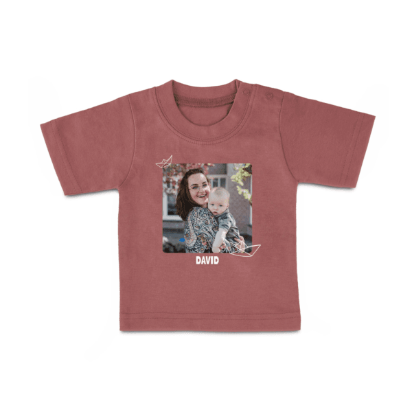 Bestel Baby shirt bedrukken - Korte mouw - Roze - 86/92 met eigen foto