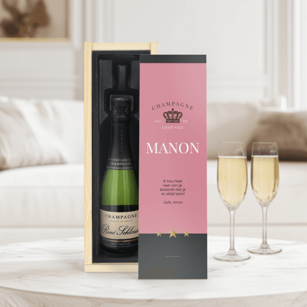 Bestel Champagne in bedrukte kist - René Schloesser (375ml) met eigen foto