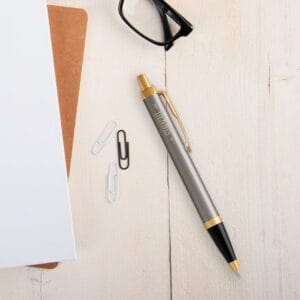 Bestel Parker - IM - Balpen graveren - Links (Geborsteld metaal) met eigen foto