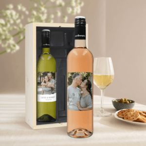 Bestel Wijnpakket met bedrukt etiket - Syrah en Sauvignon Blanc met eigen foto
