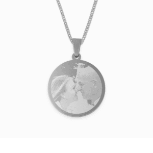Bestel Ketting ronde hanger met foto - zilver met eigen foto