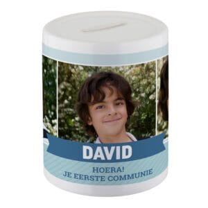 Bestel Communie spaarpot bedrukken met eigen foto