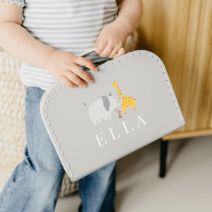 Bestel Kinderkoffer bedrukken - Grijs - Middel met eigen foto