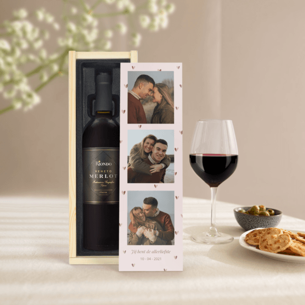 Bestel Wijn in bedrukte kist - Riondo Merlot met eigen foto