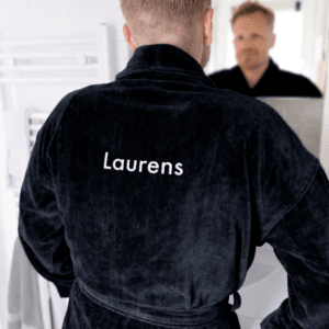 Bestel Heren badjas borduren - Zwart - S/M met eigen foto