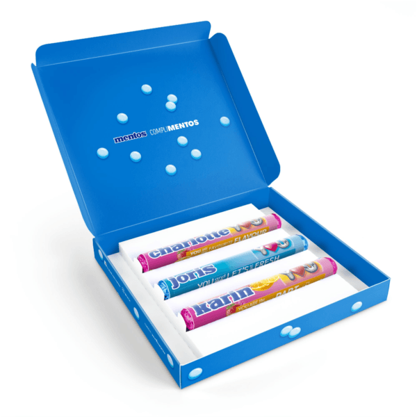 Bestel Mentos giftbox met persoonlijke rolletjes met eigen foto