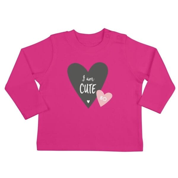 Bestel Baby shirt bedrukken - Lange mouw - Fuchsia - 50/56 met eigen foto