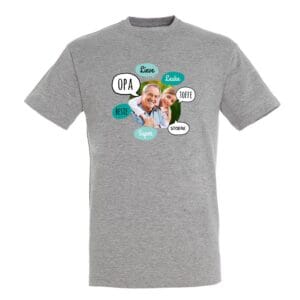 Bestel T-shirt voor opa bedrukken - Grijs - XXL met eigen foto