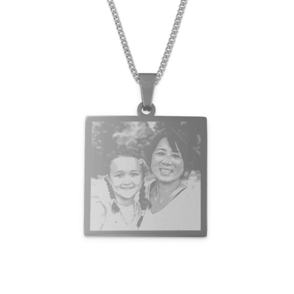 Bestel Ketting vierkante hanger met foto - zilver met eigen foto