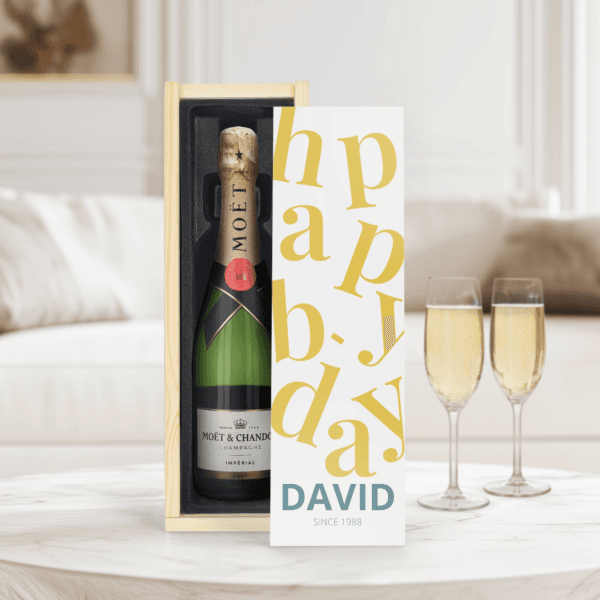 Bestel Champagne in bedrukte kist - Moët & Chandon (750ml) met eigen foto