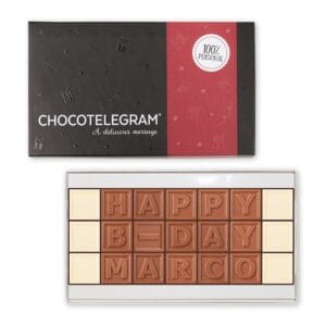 Bestel Chocotelegram met persoonlijke boodschap - 21 letters met eigen foto