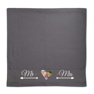 Bestel Handdoek bedrukken - Antraciet met eigen foto