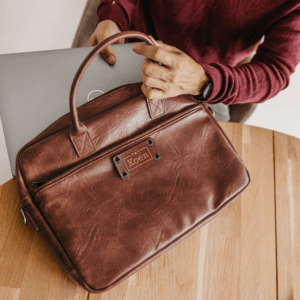 Bestel PU leren laptoptas met naam met eigen foto