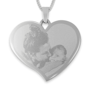 Bestel Hanger hart met foto - groot - zilver met eigen foto