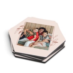 Bestel Zeshoekige onderzetters bedrukken - 4 stuks met eigen foto