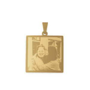Bestel Vierkante hanger met foto - goud met eigen foto