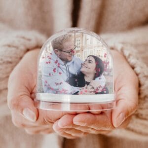 Bestel Sneeuwbol bedrukken - Hart met eigen foto