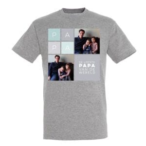 Bestel Vaderdag T-shirt bedrukken - Grijs - XL met eigen foto