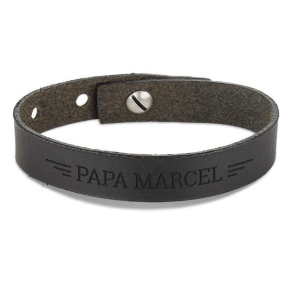 Bestel Leren armband graveren - Vaderdag - Zwart met eigen foto