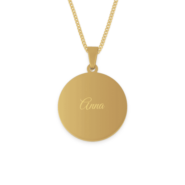 Bestel Ketting ronde hanger met text - goud met eigen foto
