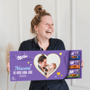 Bestel Mega Milka reep met naam en foto bedrukken - 12 repen met eigen foto