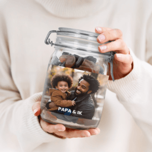 Bestel Snoeppot bedrukken - 1L - Dropmix met eigen foto