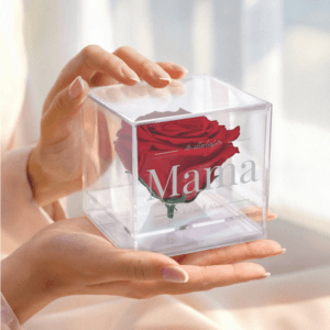 Bestel Preserved rose in glas (plexi) met eigen foto