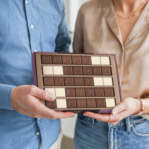 Bestel Chocotelegram met persoonlijke boodschap - 35 letters met eigen foto