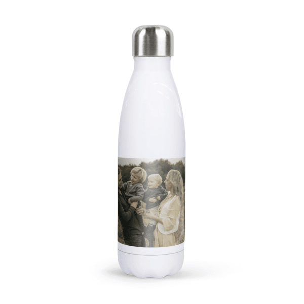 Bestel RVS drinkfles bedrukken - 500 m - Wit met eigen foto