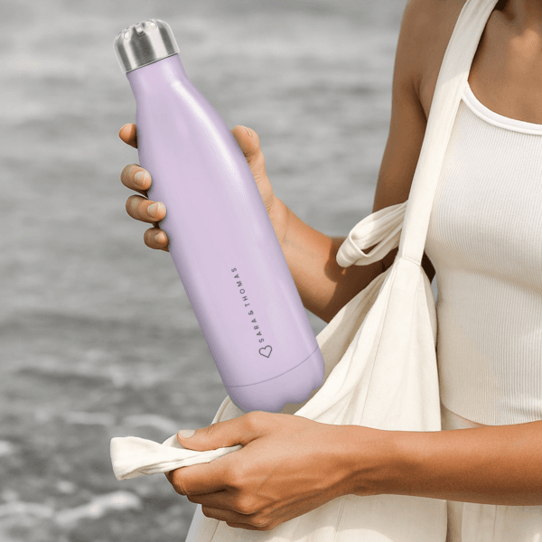 Bestel Thermosfles met naam bedrukken - 750 ml - Paars met eigen foto