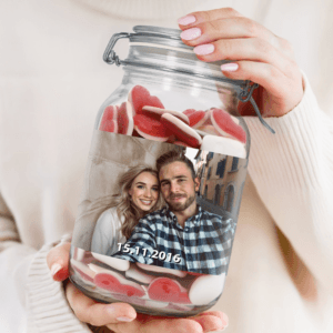 Bestel Snoeppot bedrukken - 2L - Hartjes met eigen foto