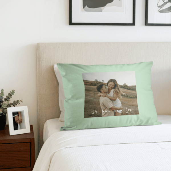 Bestel Kussensloop bedrukken - Mint groen - 50 x 60 cm met eigen foto
